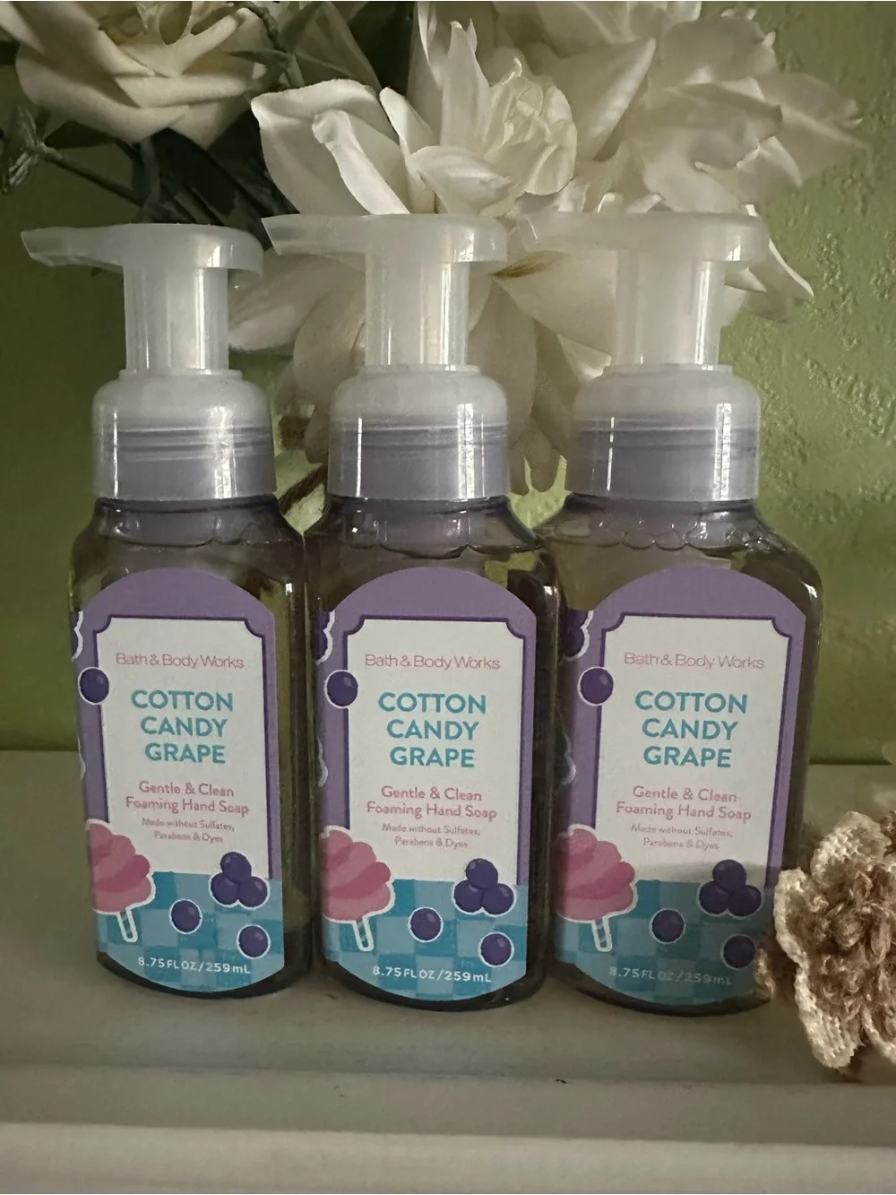 Bath & Body Works Cotton Candy Grape Foaming Hand Soap — Purple & Teal Label